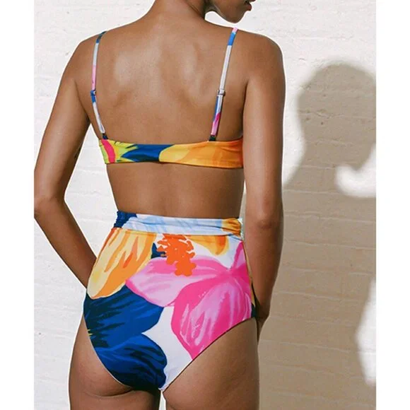NWOT Mara Hoffman Multicolor Floral Bikini Top - Picture 2 of 5
